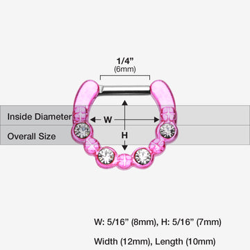 Detail View 1 of Colorline Elan Multi-Gem Septum Clicker-Pink/Clear
